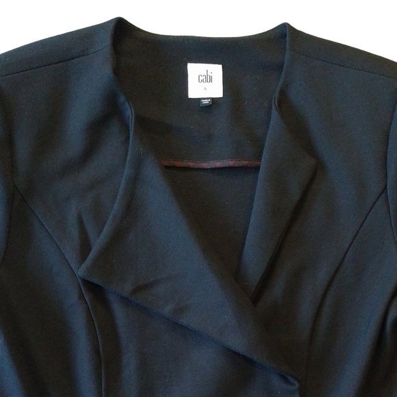 Cabi 3549 Agency Black Ponte Knit Moto Snap Jacket Peplum Hem Modern Stretch - Picture 4 of 8